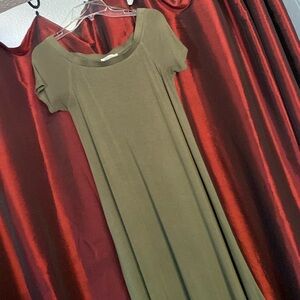 Super soft round neck olive green maternity maxi dress